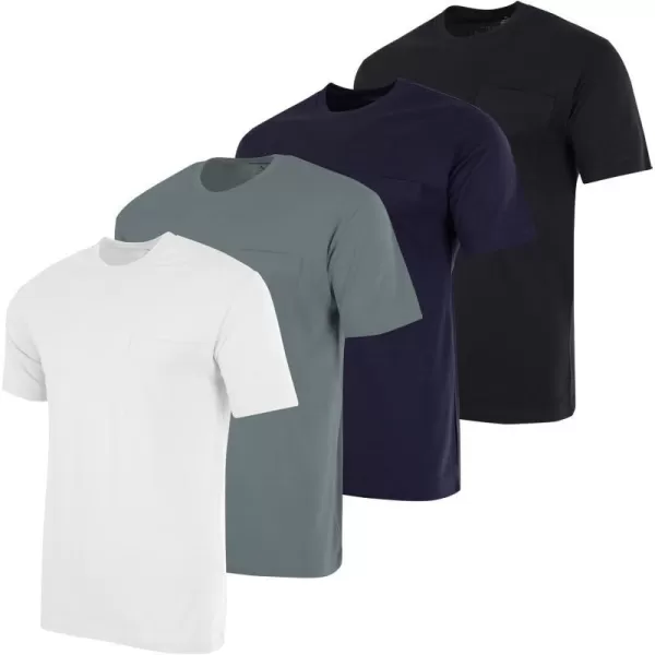 Real Essentials 4 Pack Mens Cotton Performance Short Sleeve Crew Neck Pocket TShirt Athletic Top Available in Big amp TallStandard Set 6