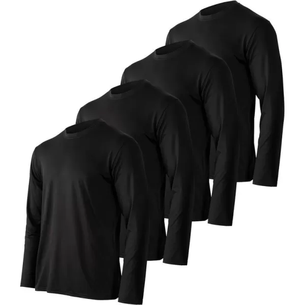 Real Essentials 4 Pack Mens DryFit UV Moisture Wicking UPF 50 SPF Sun Protective Fishing Hiking Swim Long Sleeve ShirtSet H
