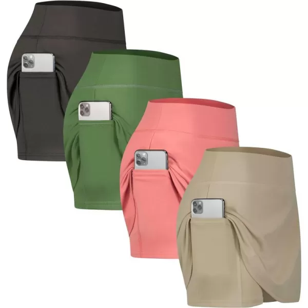 Real Essentials 4 Pack Womens Active Skort Lightweight Comfy  Breathable Tennis Golf Skirt Available in Plus SizeSet 2