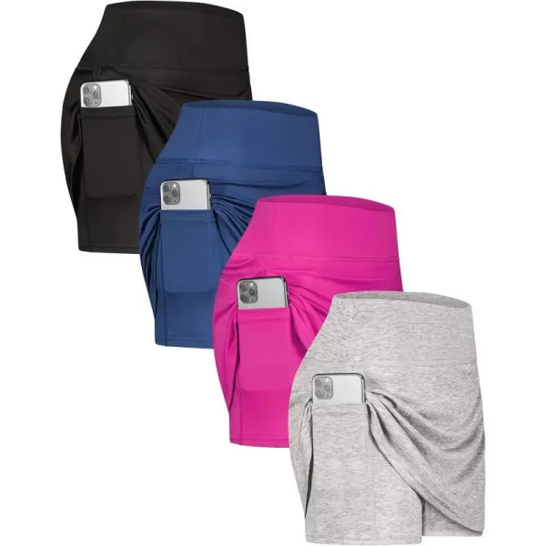 Real Essentials 4 Pack Womens Active Skort Lightweight Comfy amp Breathable Tennis Golf Skirt AvailablenbspinnbspPlusnbspSizeStandard Set 3