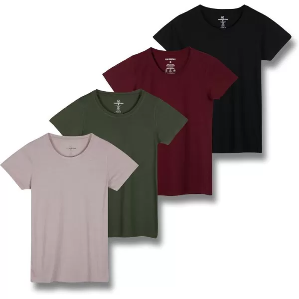 Real Essentials 4 Pack Womens ClassicFit Cotton ShortSleeve Scoop Crew Neck TShirt Available in Plus SizePlus Size Set 9