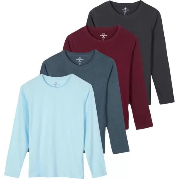 Real Essentials 4 Pack Womens Cotton ClassicFit LongSleeve Crewneck TShirt Available in Plus SizeStandard Set 7