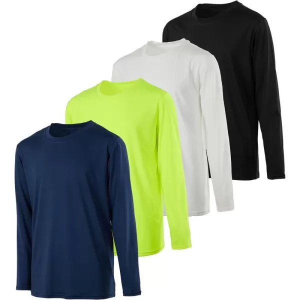 Real Essentials 4 Pack Youth DryFit Moisture Wicking Active Athletic Performance LongSleeve TShirt Boys amp GirlsSet 10