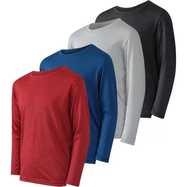 Real Essentials 4 Pack Youth DryFit Moisture Wicking Active Athletic Performance LongSleeve TShirt Boys amp GirlsSet 3