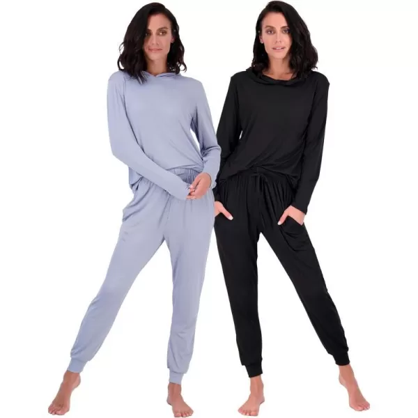 Real Essentials 4 Piece Womens Long Sleeve Pullover Hoodie Henley Sweatshirt  Jogger Set Athletic Lounge SweatsuitHoodie Set 6