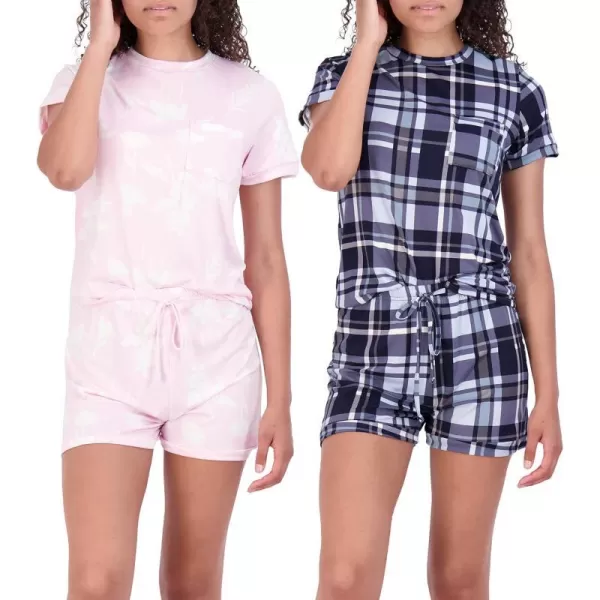 Real Essentials 4 Piece Womens Short Sleeve Top with Shorts Pajama Set  UltraSoft Lounge amp Sleepwear Available In PlusPlus Size Set 10