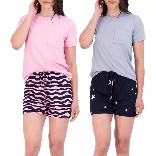 Real Essentials 4 Piece Womens Short Sleeve Top with Shorts Pajama Set  UltraSoft Lounge amp Sleepwear Available In PlusPlus Size Set 11