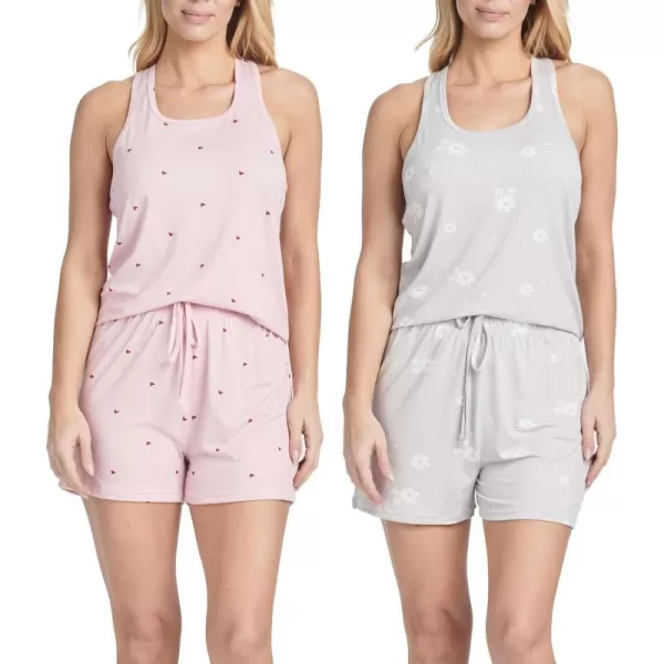 Real Essentials 4 Piece Womens SuperSoft Tank Top and Short Pajama Set  Loungewear Sleepwear Available in Plus SizeSet 6