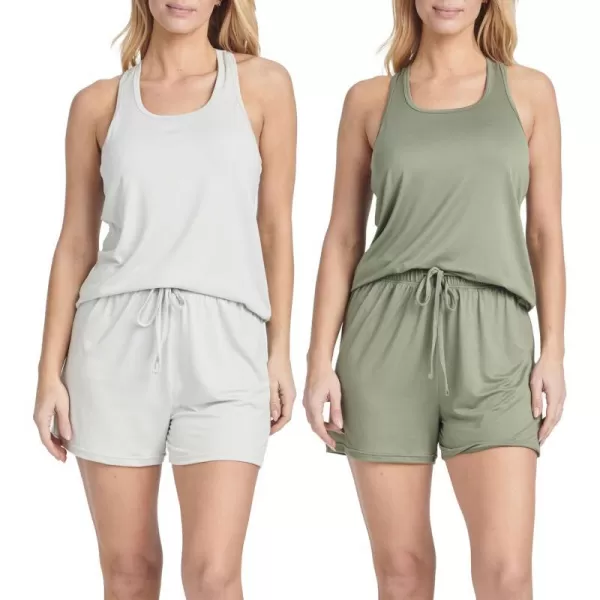 Real Essentials 4 Piece Womens SuperSoft Tank Top and Short Pajama Set  Loungewear Sleepwear Available in Plus SizeSet 7