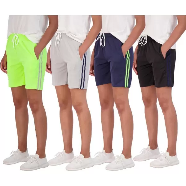 Real Essentials 4Pack Womens 7 Mesh QuickDry Bermuda Active Athletic Long Shorts with Pockets Available in Plus SizePlusSize Set 8