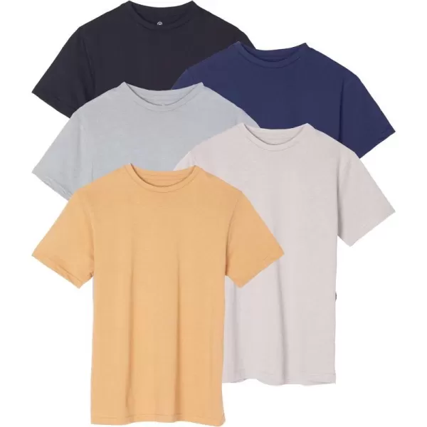 Real Essentials 5 Pack Boys Cotton Short Sleeve Crew Neck TShirts Outdoor Ages 418Set 4