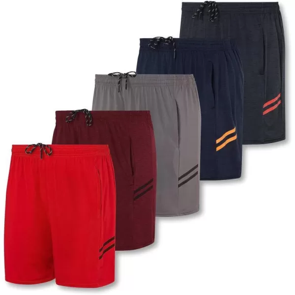 Real Essentials 5 Pack Mens 5 Inseam DryFit Running Workout Shorts  Pockets amp Drawstring Available in Big amp TallBig amp Tall Set 1