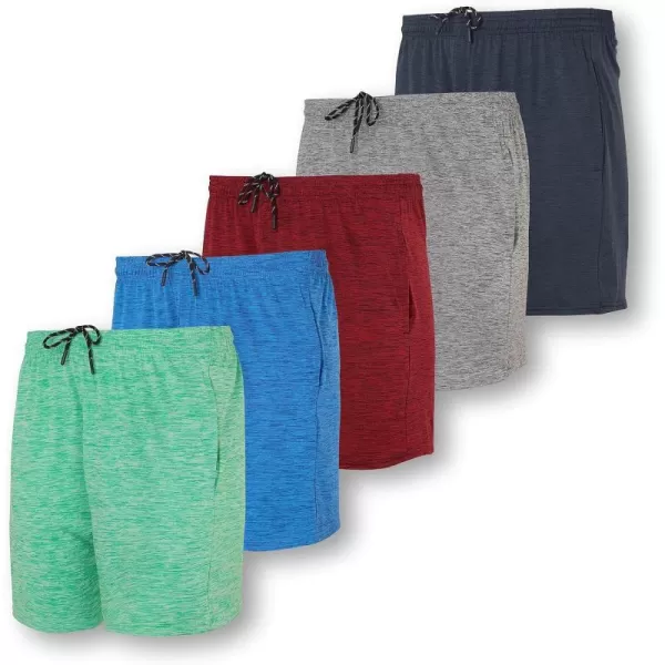 Real Essentials 5 Pack Mens 5 Inseam DryFit Running Workout Shorts  Pockets amp Drawstring Available in Big amp TallBig amp Tall Set 6