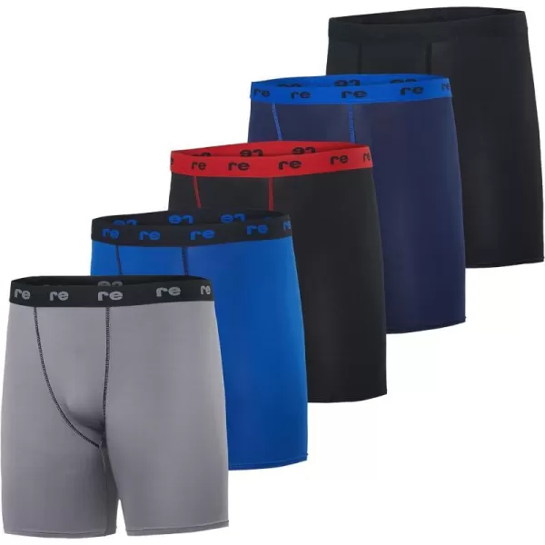 Real Essentials 5 Pack Mens Compression Shorts  Quick Dry Performance Active Underwear Available in Big amp TallCompression Shorts Set B