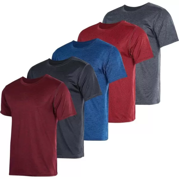 Real Essentials 5 Pack Mens DryFit Moisture Wicking Active Athletic Performance Crew TShirtSet 10