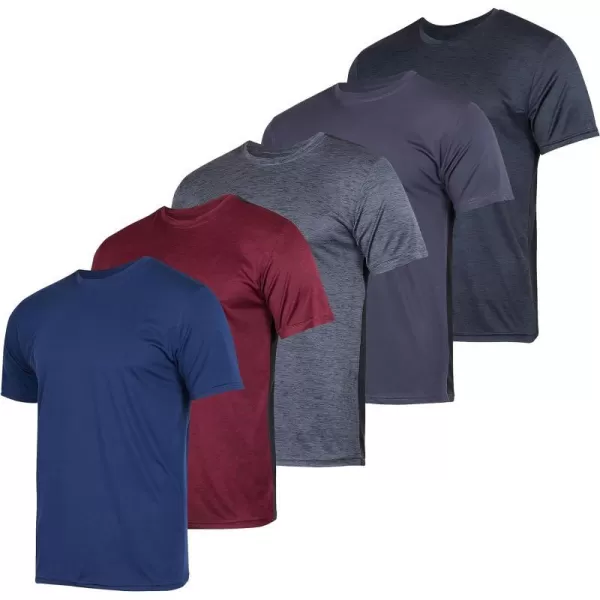 Real Essentials 5 Pack Mens DryFit Moisture Wicking Active Athletic Performance Crew TShirtSet 15