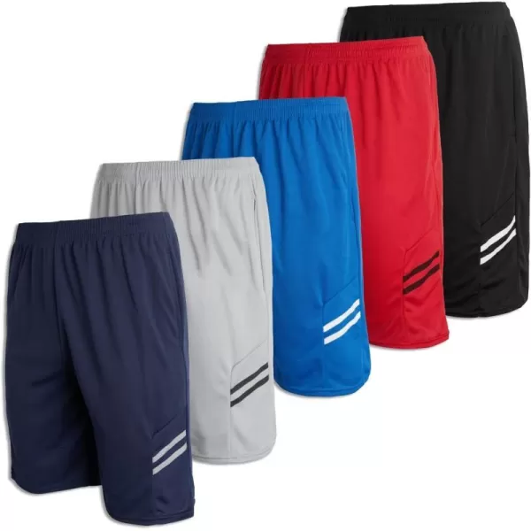 Real Essentials 5 Pack Mens Mesh Athletic Performance Gym Shorts with Pockets S3XSet M