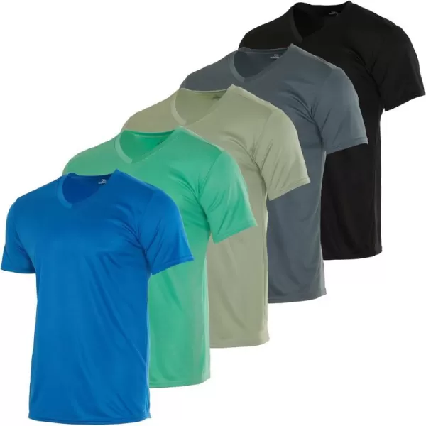 Real Essentials 5 Pack Mens Mesh Quick Dry Short Sleeve VNeck TShirt  Athletic Performance Available in Big amp TallMesh Active VNeck Set 10