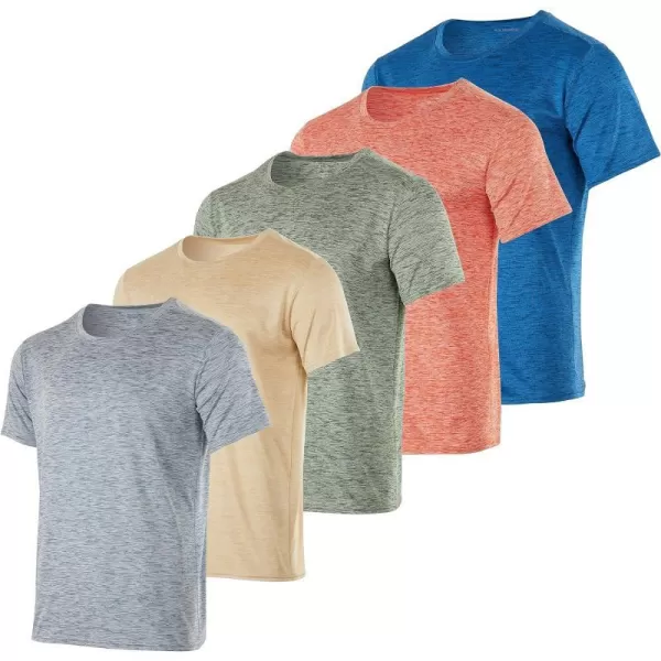 Real Essentials 5 Pack Mens Short Sleeve Dry Fit Active Crew Neck T Shirt  Athletic Running Gym Workout Tee TopsSet 16