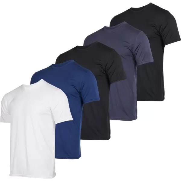 Real Essentials 5 Pack Mens Short Sleeve Dry Fit Active Crew Neck T Shirt  Athletic Running Gym Workout Tee TopsSet 4