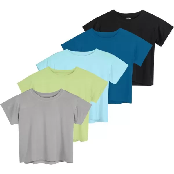 Real Essentials 5 Pack Womens Dry Fit Crop Top  Short Sleeve Crew Neck Stretch Athletic Tee Available in Plus SizePlus Size Set 12