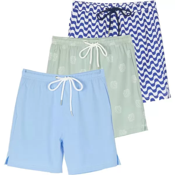 Real Essentials Boys 2 in 1 Flat Front Swim ShortsSet 1