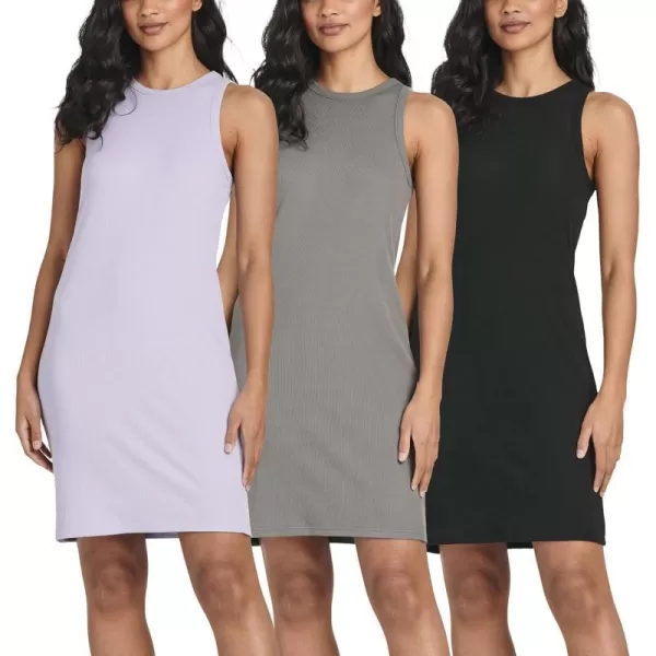 Real Essentials Ladies Ribbed High Neck Racerback Tank Mini Shift DressSet 5