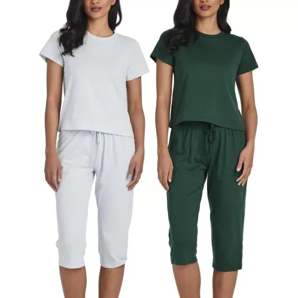 Real Essentials Ladies SS Crew and Capri Sleep SetSet 2