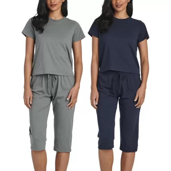 Real Essentials Ladies SS Crew and Capri Sleep SetSet 4