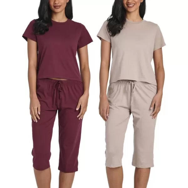 Real Essentials Ladies SS Crew and Capri Sleep SetSet 7