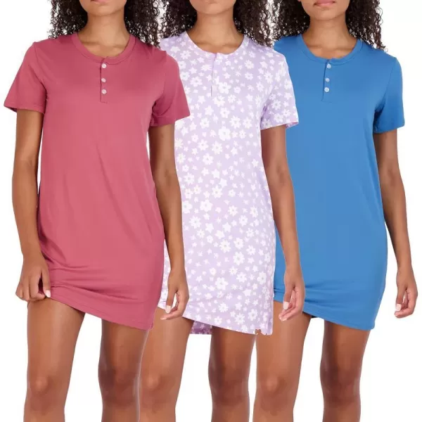 Real Essentials Ladies Yummy SS Henley NightshirtPlus Size Set 2