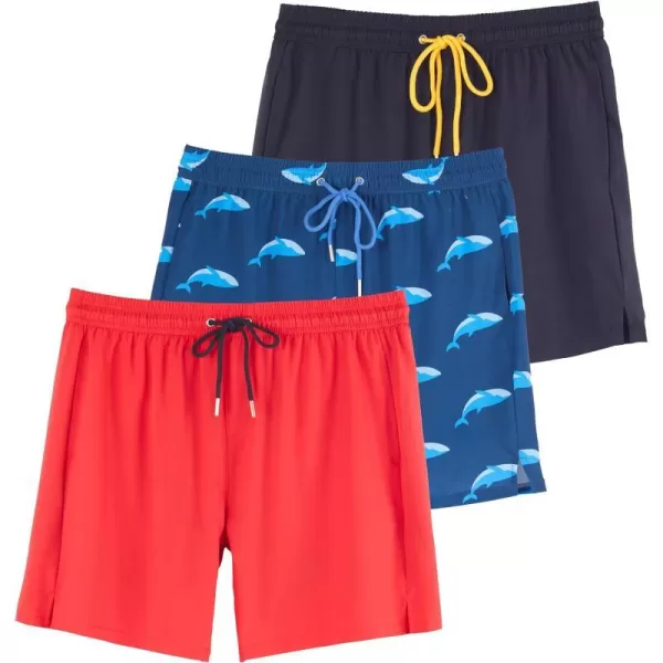 Real Essentials Mens 2 in 1 Flat Front Swim ShortsSet 7