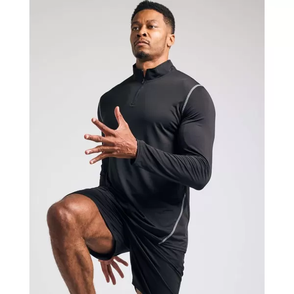 Real Essentials 3 Pack Mens DryFit Active Quarter Zip Long Sleeve Athletic Performance Pullover Available In Big ampamp TallSet K