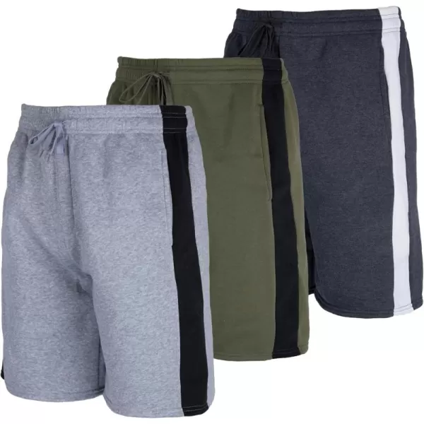 Real Essentials 3 Pack Mens 9quot Fleece Casual Lounge Athletic ShortsRegular ampamp BigTall SizesSet 5