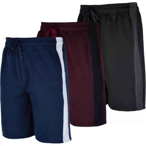 Real Essentials 3 Pack Mens 9quot Fleece Casual Lounge Athletic ShortsRegular ampamp BigTall SizesSet 6