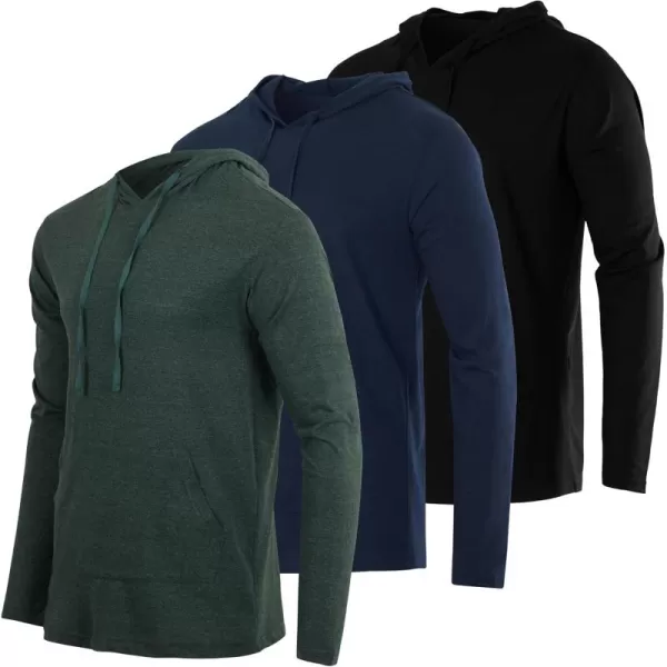 Real Essentials 3 Pack Mens Cotton Lightweight Casual Pullover Drawstring Hoodie With Pocket Available In Big ampamp TallSet 1