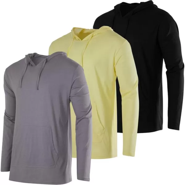 Real Essentials 3 Pack Mens Cotton Lightweight Casual Pullover Drawstring Hoodie With Pocket Available In Big ampamp TallSet 12