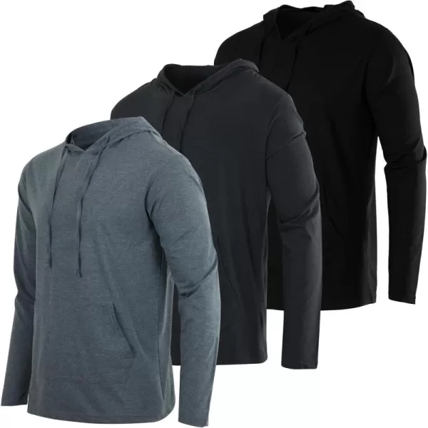 Real Essentials 3 Pack Mens Cotton Lightweight Casual Pullover Drawstring Hoodie With Pocket Available In Big ampamp TallSet 4