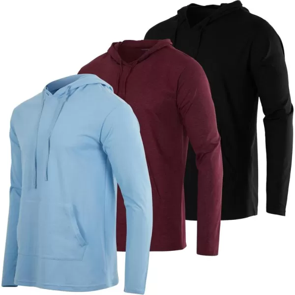 Real Essentials 3 Pack Mens Cotton Lightweight Casual Pullover Drawstring Hoodie With Pocket Available In Big ampamp TallSet 8