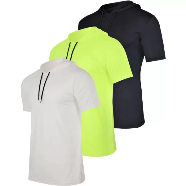 Real Essentials 3 Pack Mens Dry Fit Short Sleeve Active Athletic Hoodie Pullover Sweatshirt Available in Big ampamp TallSet 10