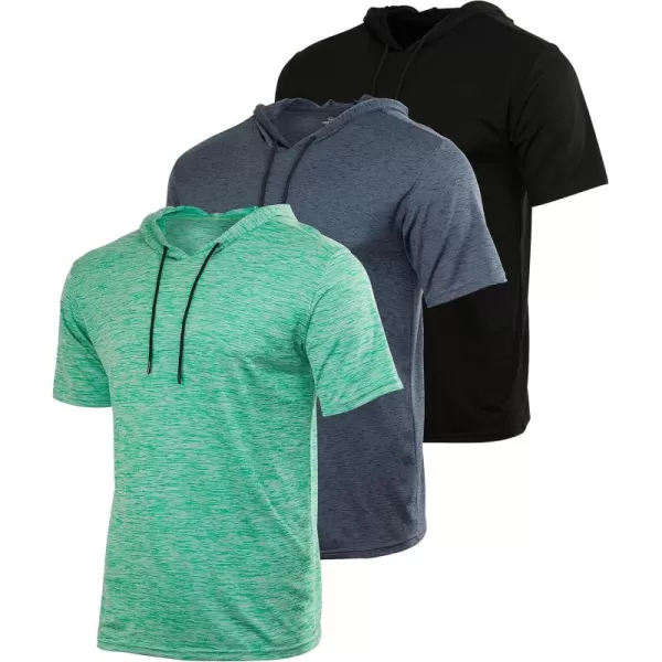 Real Essentials 3 Pack Mens Dry Fit Short Sleeve Active Athletic Hoodie Pullover Sweatshirt Available in Big ampamp TallSet 11