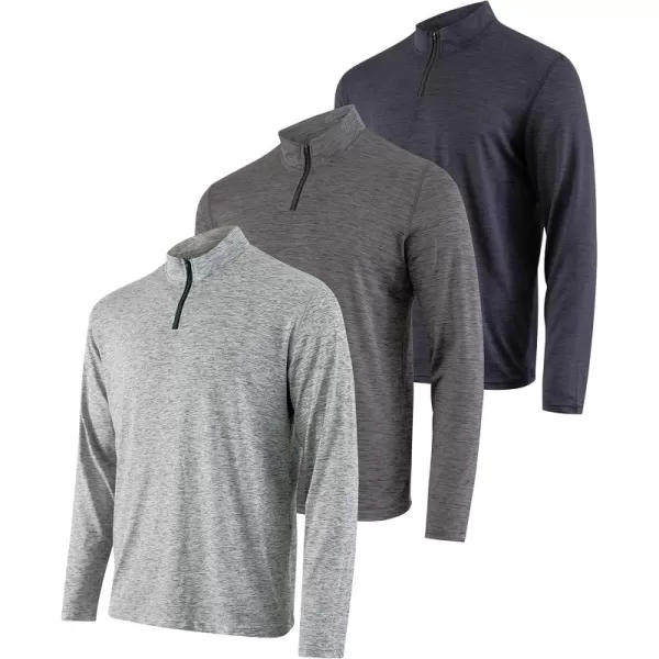 Real Essentials 3 Pack Mens DryFit Active Quarter Zip Long Sleeve Athletic Performance Pullover Available In Big ampamp TallSet B