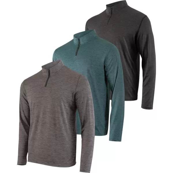 Real Essentials 3 Pack Mens DryFit Active Quarter Zip Long Sleeve Athletic Performance Pullover Available In Big ampamp TallSet D