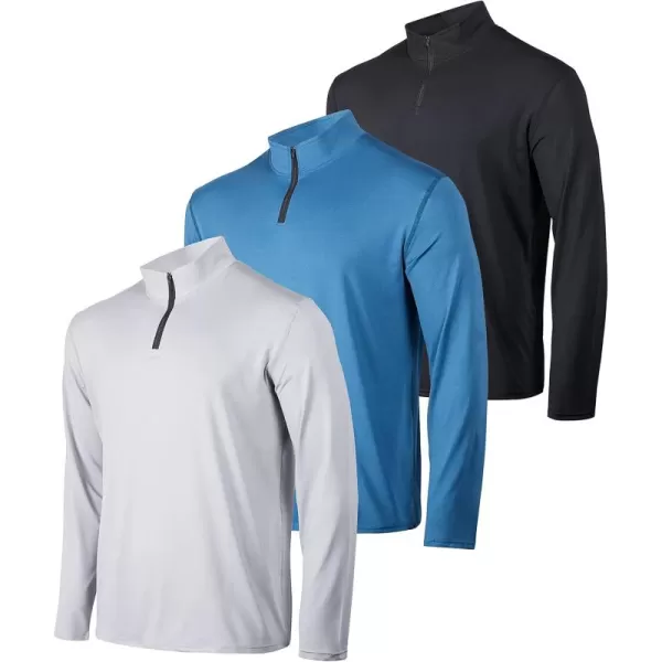 Real Essentials 3 Pack Mens DryFit Active Quarter Zip Long Sleeve Athletic Performance Pullover Available In Big ampamp TallSet G