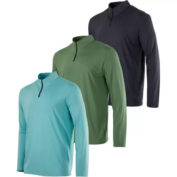 Real Essentials 3 Pack Mens DryFit Active Quarter Zip Long Sleeve Athletic Performance Pullover Available In Big ampamp TallSet L