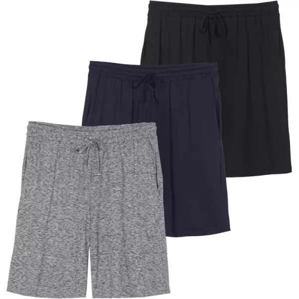 Real Essentials 3 Pack Mens Soft Pajama Shorts with Drawstring ampamp Pockets 4Way Stretch ampamp Wicking Available In Big ampamp TallSet 4