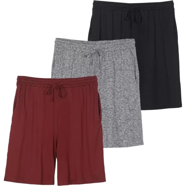 Real Essentials 3 Pack Mens Soft Pajama Shorts with Drawstring ampamp Pockets 4Way Stretch ampamp Wicking Available In Big ampamp TallSet 8