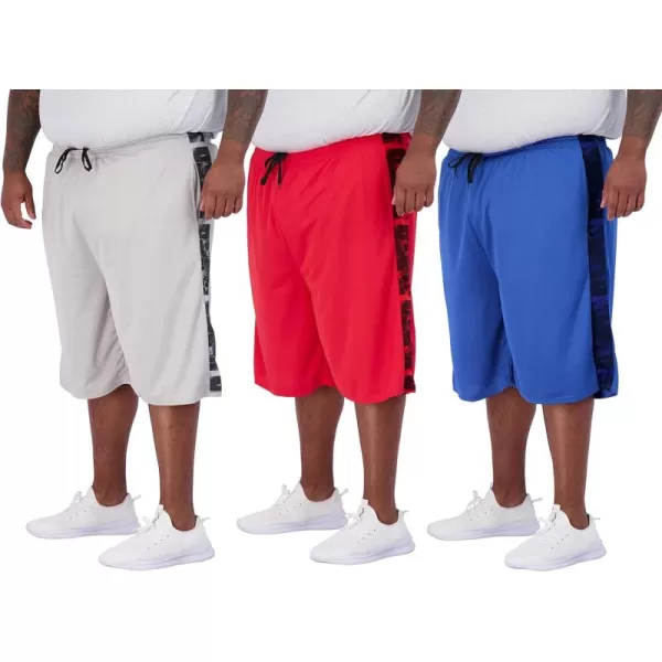 Real Essentials Mens Big ampamp Tall 3Pack Dry Fit ampamp Mesh Active Athletic Perfomance Shorts 3X5XMeshset J