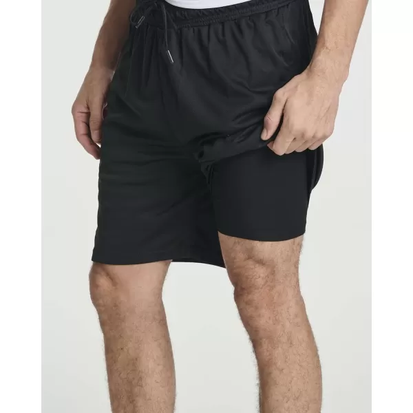 Real Essentials 3 Pack Mens 2 in 1 DryFit 7quot Running Workout Gym Shorts with Compression Liner Available in Big ampamp TallSet 4
