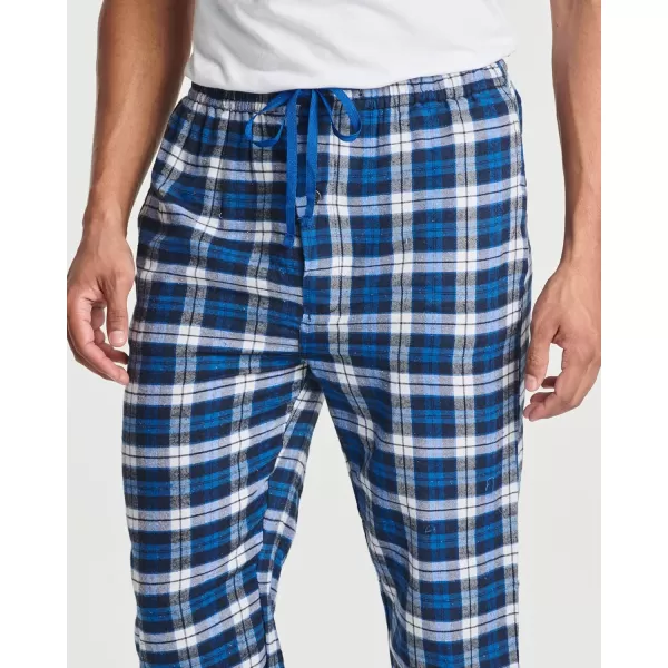 Real Essentials 3 Pack Mens Pajama Pants  Knit Cotton Flannel Plaid Lounge Bottoms Button Fly Available In Big ampamp TallFlannel Set 1